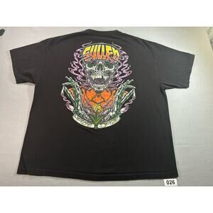 Sullen Art Collective Distressed Graphic T 2XL Black Skull Tattoo Streetwear y2K